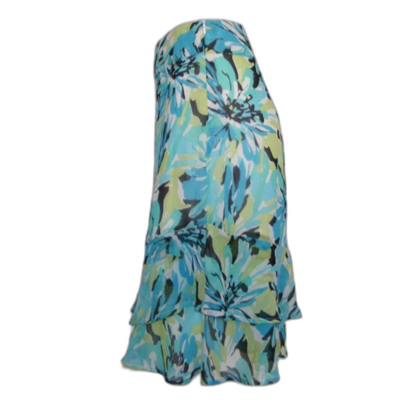 CATO Skirt, 6, Floral, ruffled hem, Side zip, Colorful, Blues/black/yellow - Picture 6 of 11